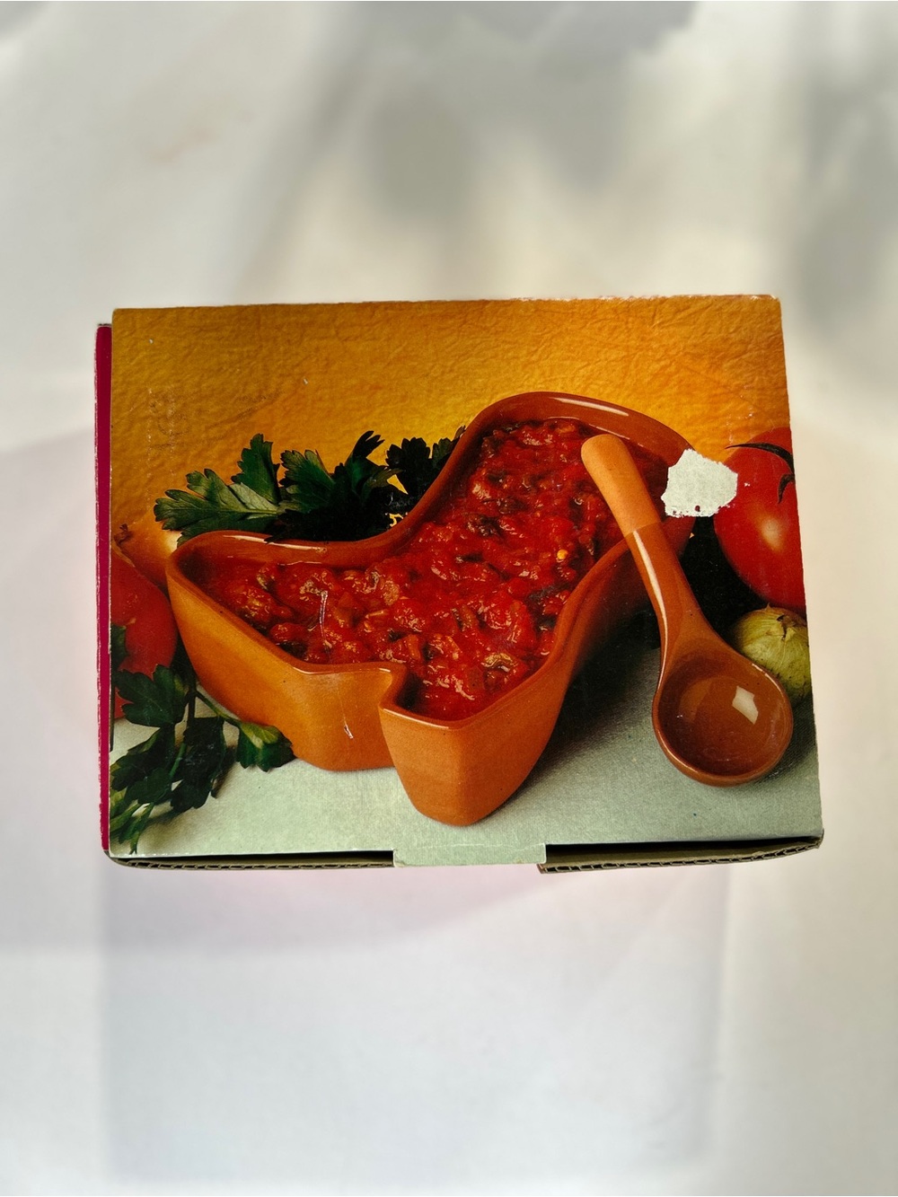 Boston Warehouse Orange Ceramic Boot Shaped Dip Bowl with Spoon